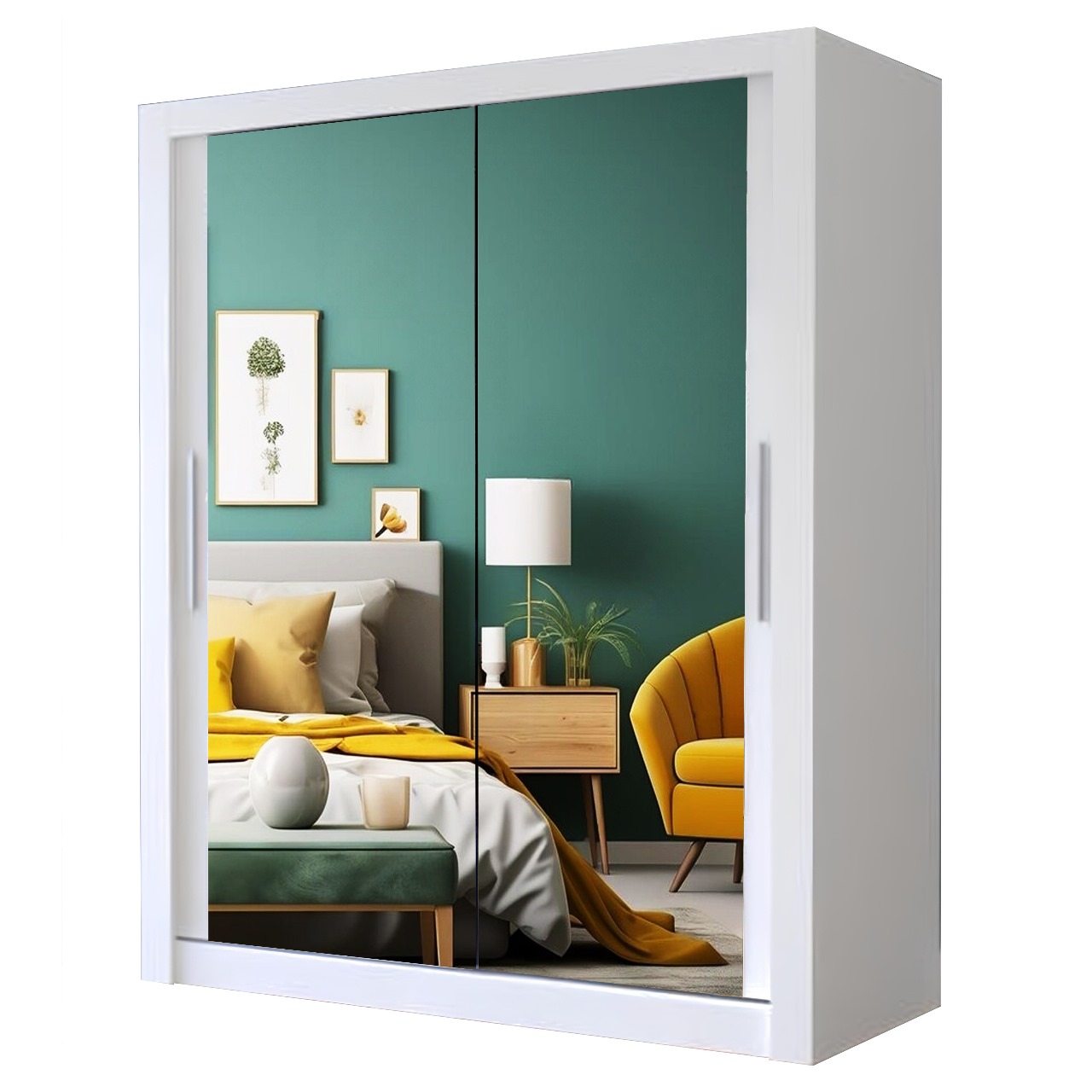 Nalim Full Mirror Sliding Door WARDROBE AVAILABLE IN 4 COLOURS