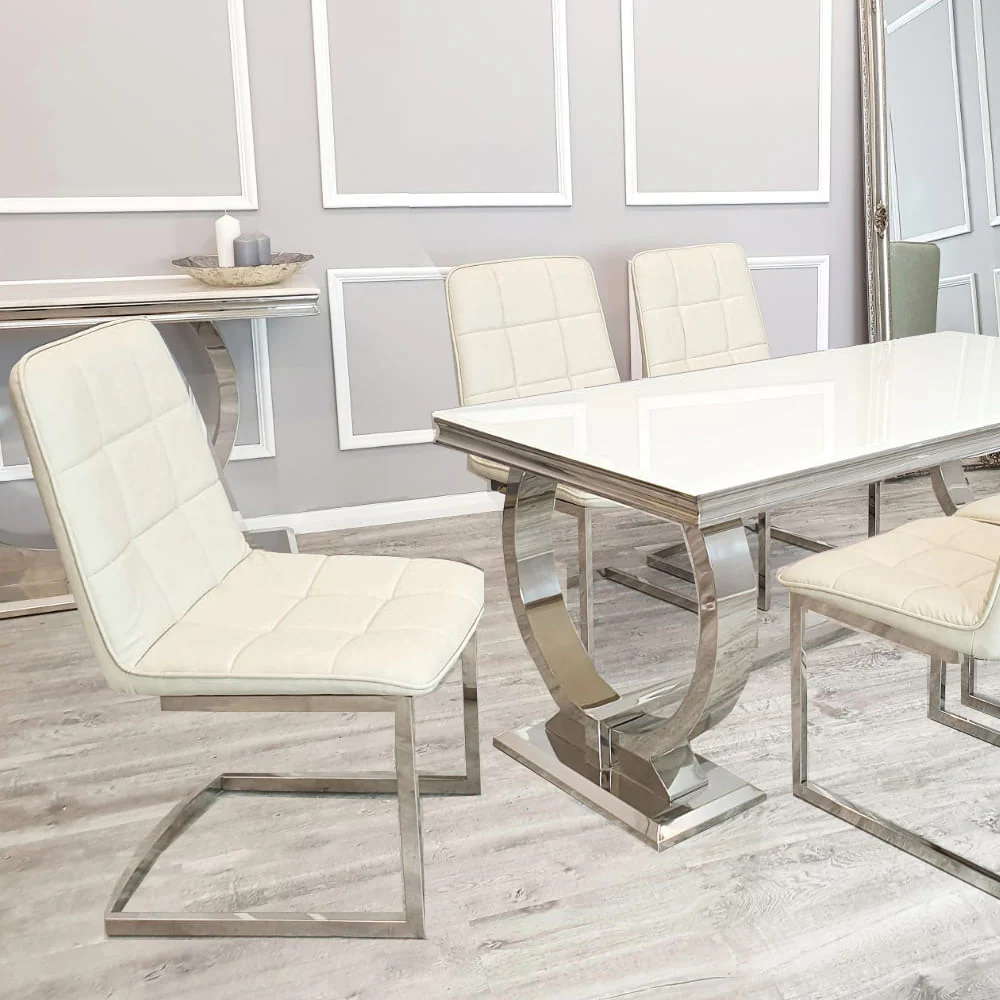 Faux Leather Dining Chair  with plain Back & Stitch Detail