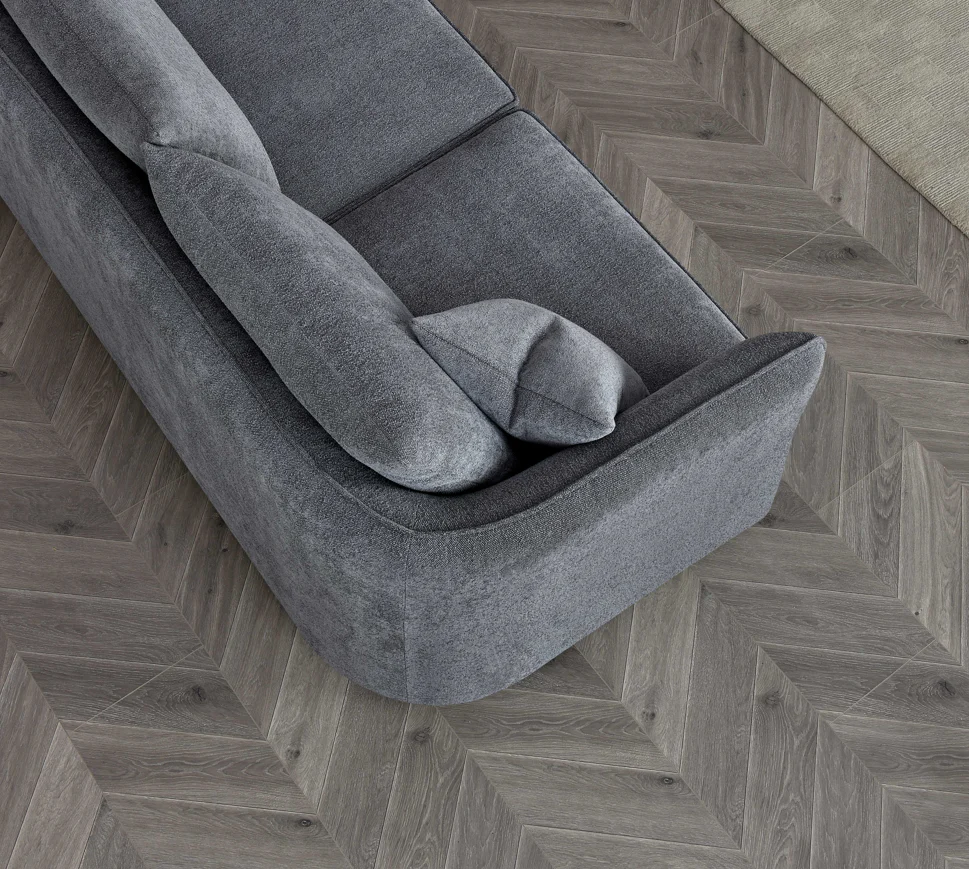 Aluxo Rubin Corner Chaise in Charcoal & Pebble Boucle