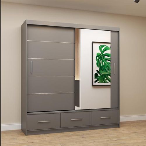 Florence High Gloss Drawers Wardrobe  205cm - 255cm Available Black/ White/ Grey
