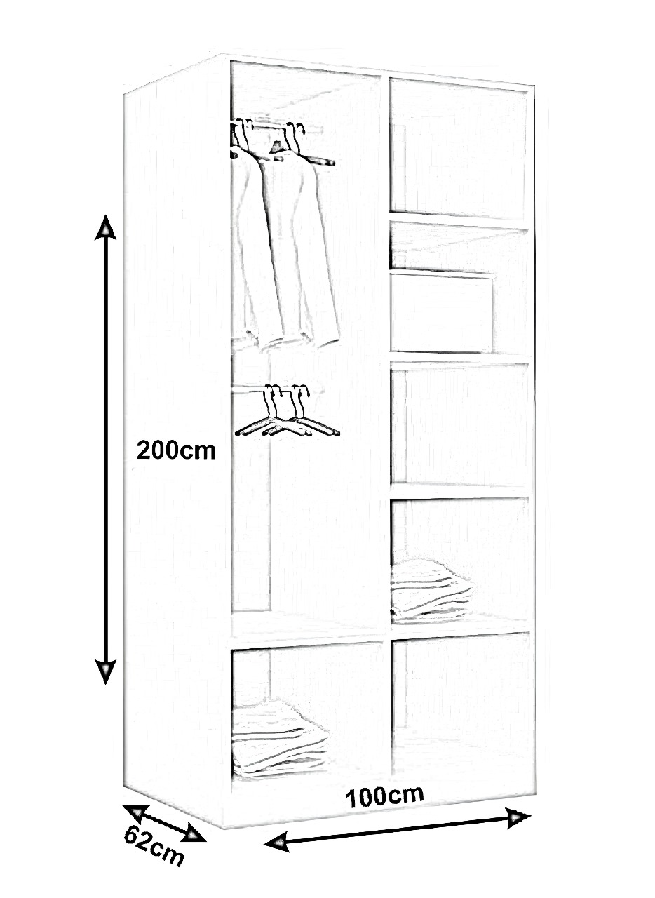 Nalim Full Mirror Sliding Door WARDROBE AVAILABLE IN 4 COLOURS