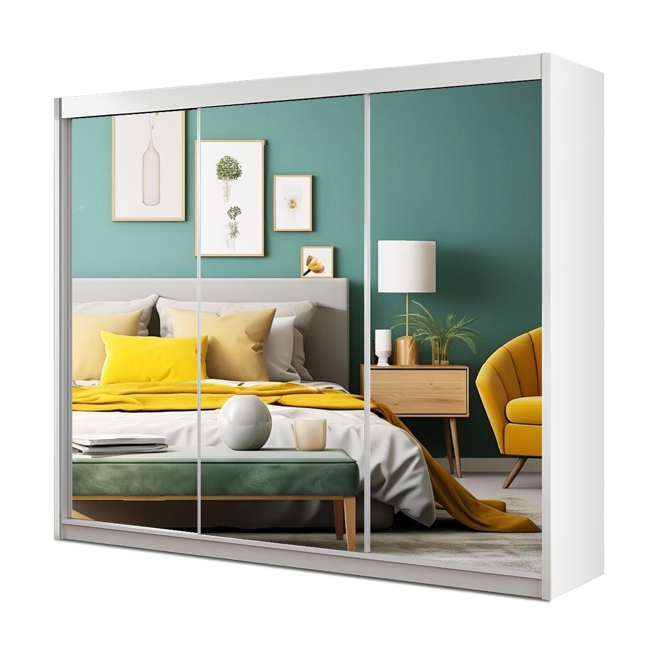 Nalim Full Mirror Sliding Door WARDROBE AVAILABLE IN 4 COLOURS