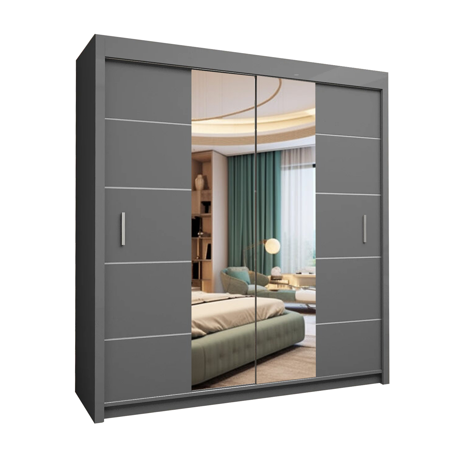 OLSO Sliding Door Wardrobe 150cm/180cm/203cm/250cm (4 Colours)