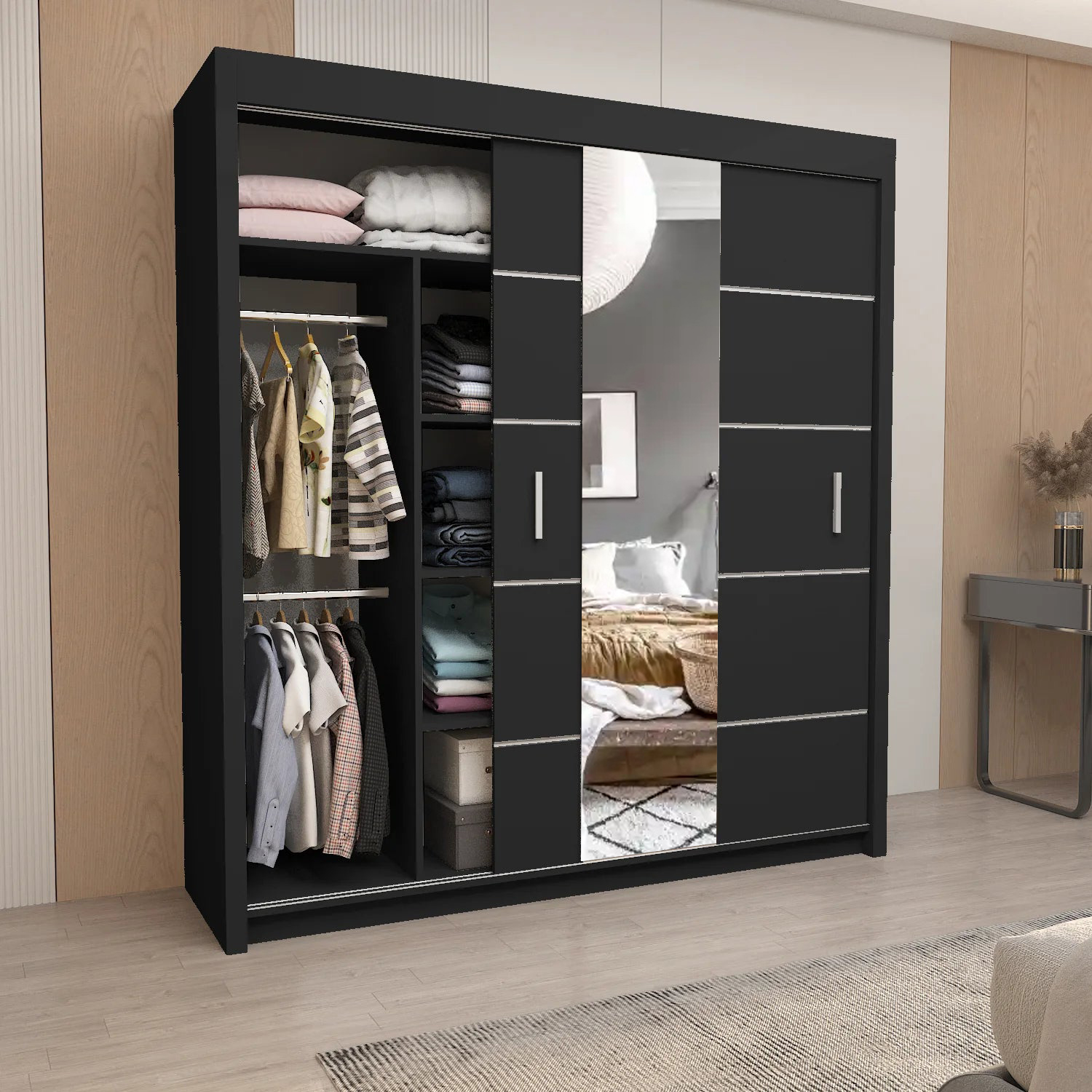 OLSO Sliding Door Wardrobe 150cm/180cm/203cm/250cm (4 Colours)