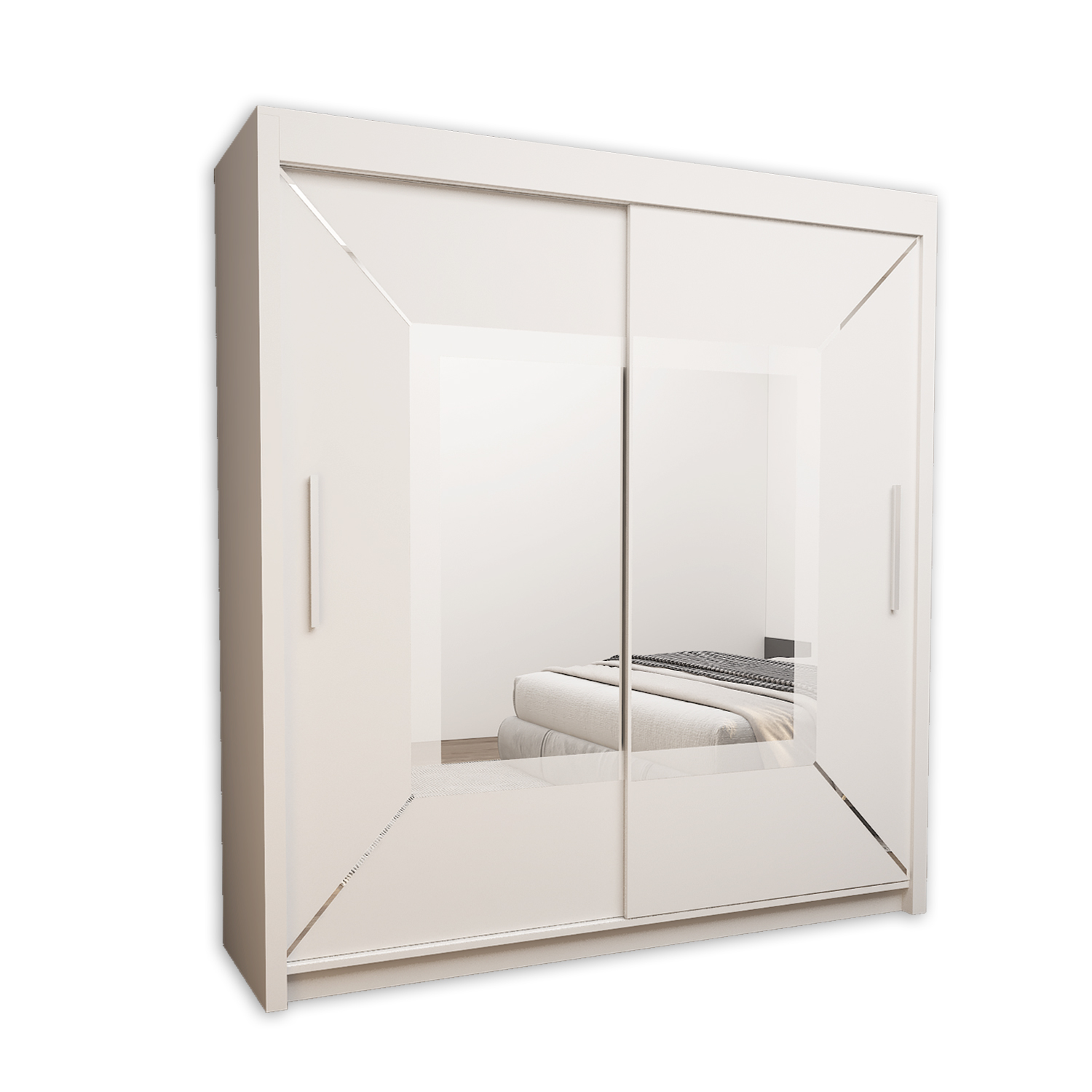 FLORENCE Mirror Sliding Door Wardrobe 150cm/180cm/203cm (4 Colours)