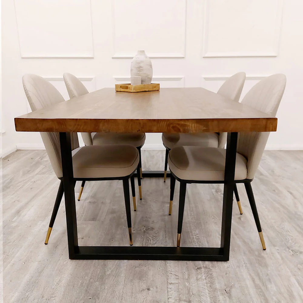 Freya 1.8 Dining Table Solid Light Pine wood with Chrome Metal Legs