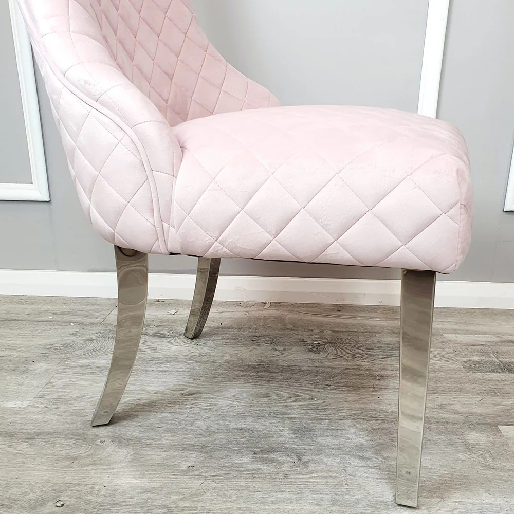 Darwen  Dining Chair with Chrome Clasp & Quilted Back