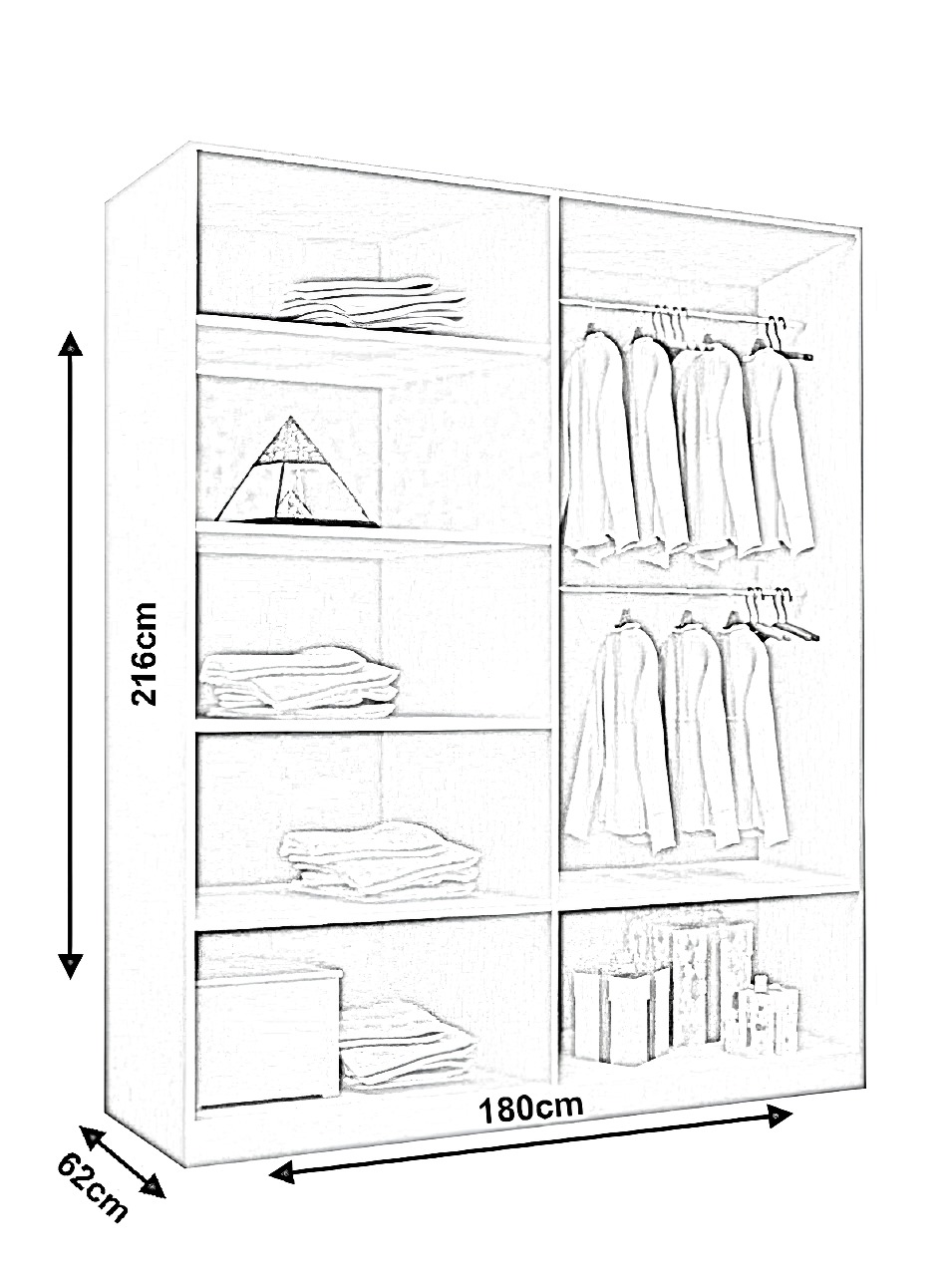 OLSO Sliding Door Wardrobe 150cm/180cm/203cm/250cm (4 Colours)