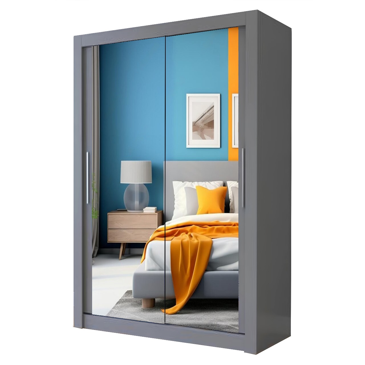 Nalim Full Mirror Sliding Door WARDROBE AVAILABLE IN 4 COLOURS