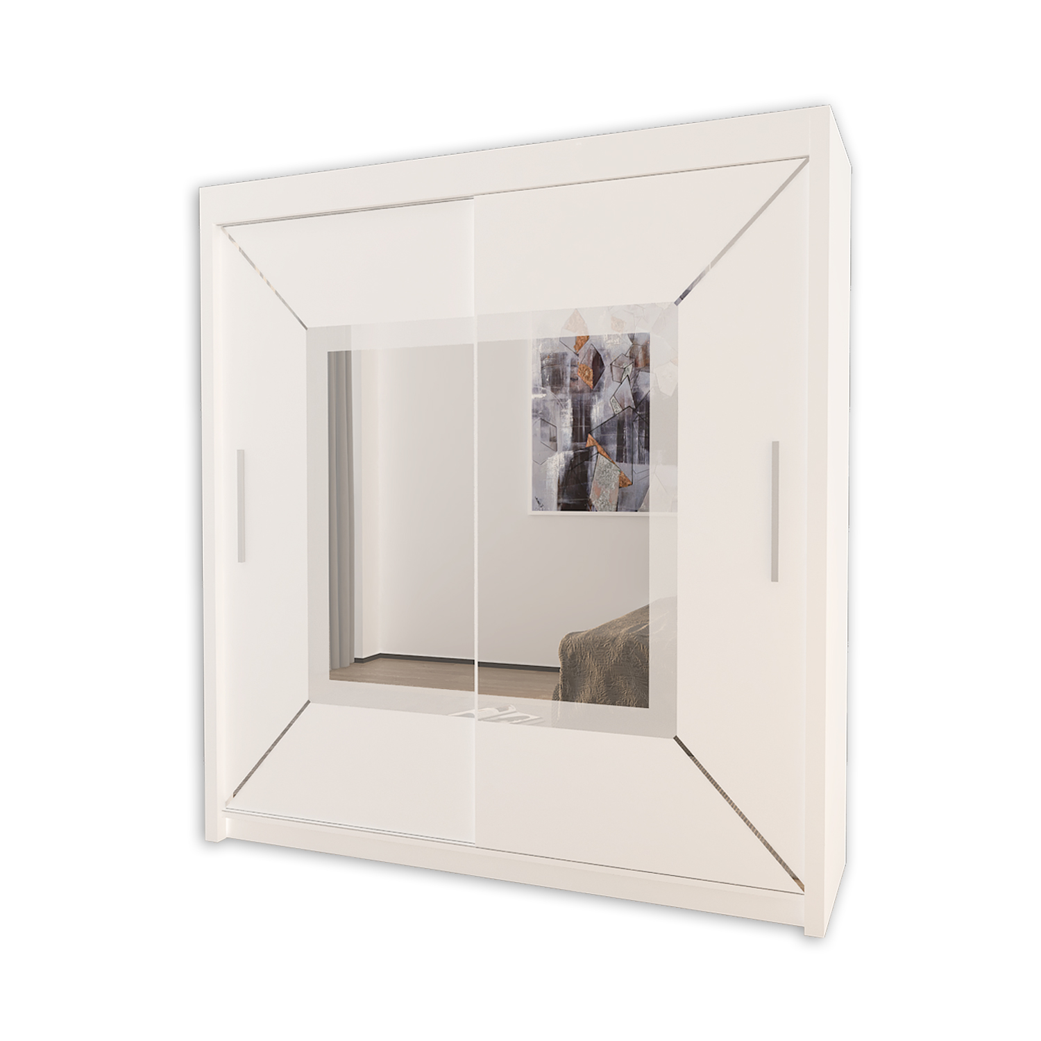 FLORENCE Mirror Sliding Door Wardrobe 150cm/180cm/203cm (4 Colours)