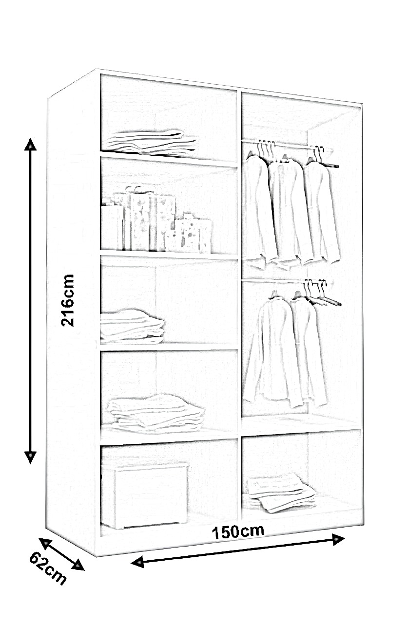 OLSO Sliding Door Wardrobe 150cm/180cm/203cm/250cm (4 Colours)