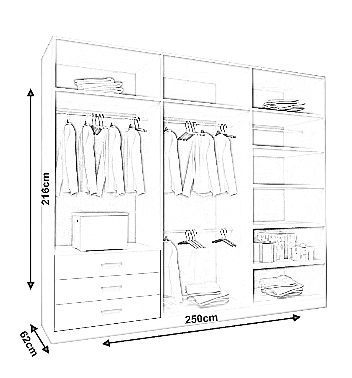 OLSO Sliding Door Wardrobe 150cm/180cm/203cm/250cm (4 Colours)