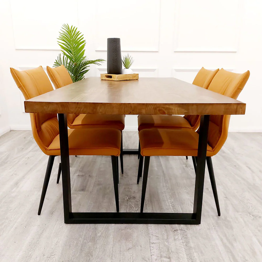 Freya 1.8 Dining Table Solid Light Pine wood with Chrome Metal Legs