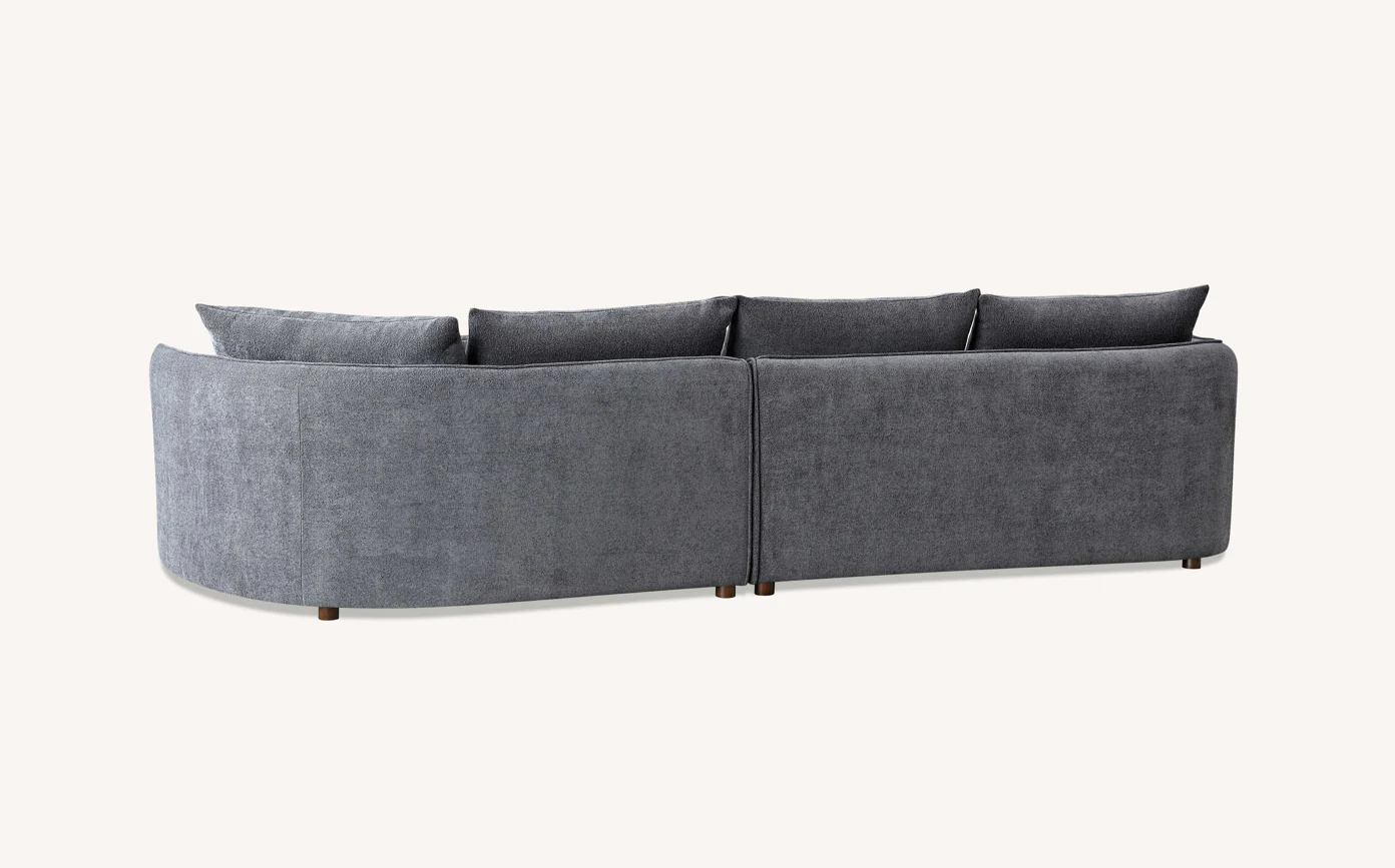 Aluxo Rubin Corner Chaise in Charcoal & Pebble Boucle