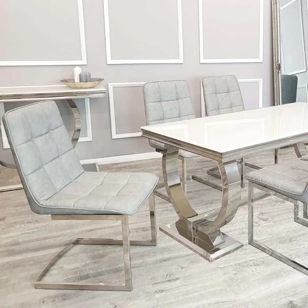 Faux Leather Dining Chair  with plain Back & Stitch Detail