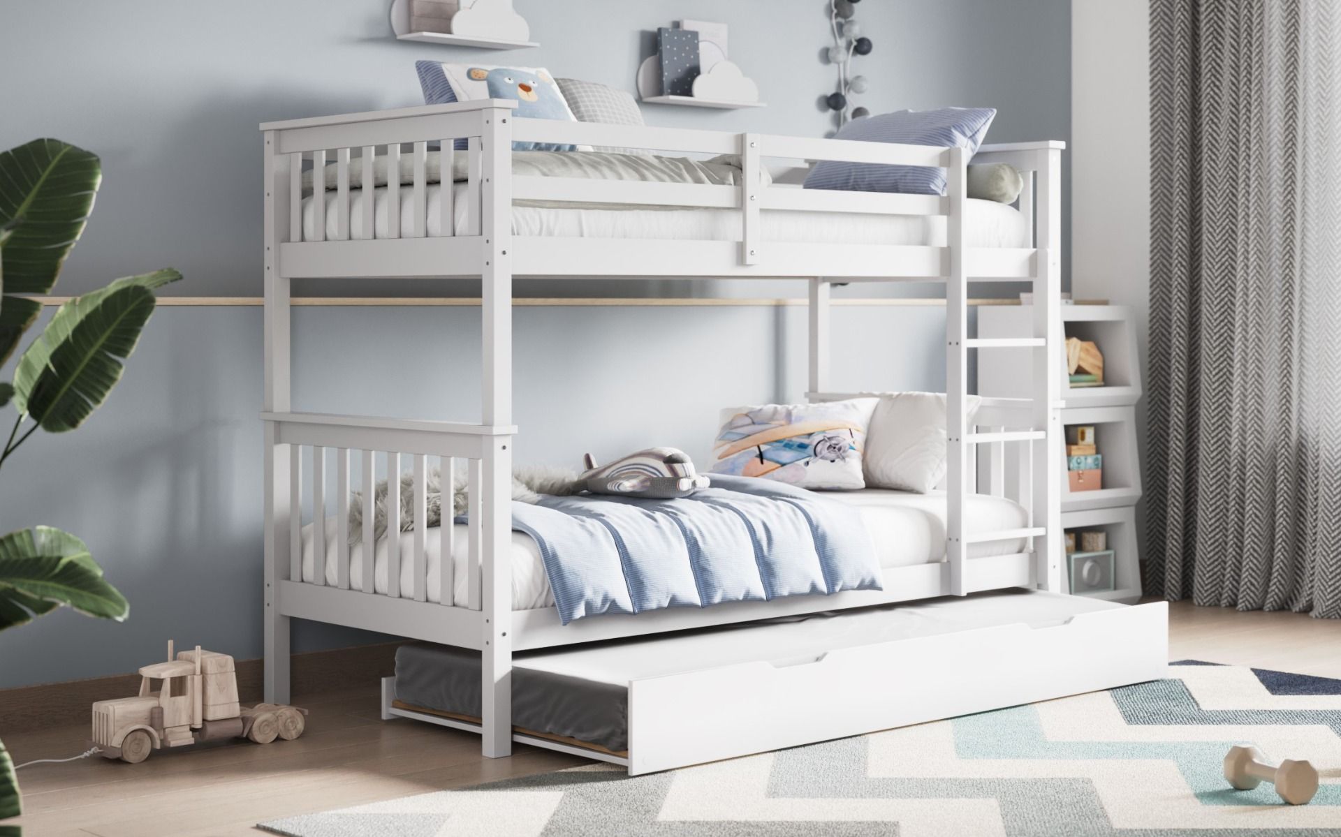 Darwen Wooden Zoom Detachable Bunk Bed With Trundle