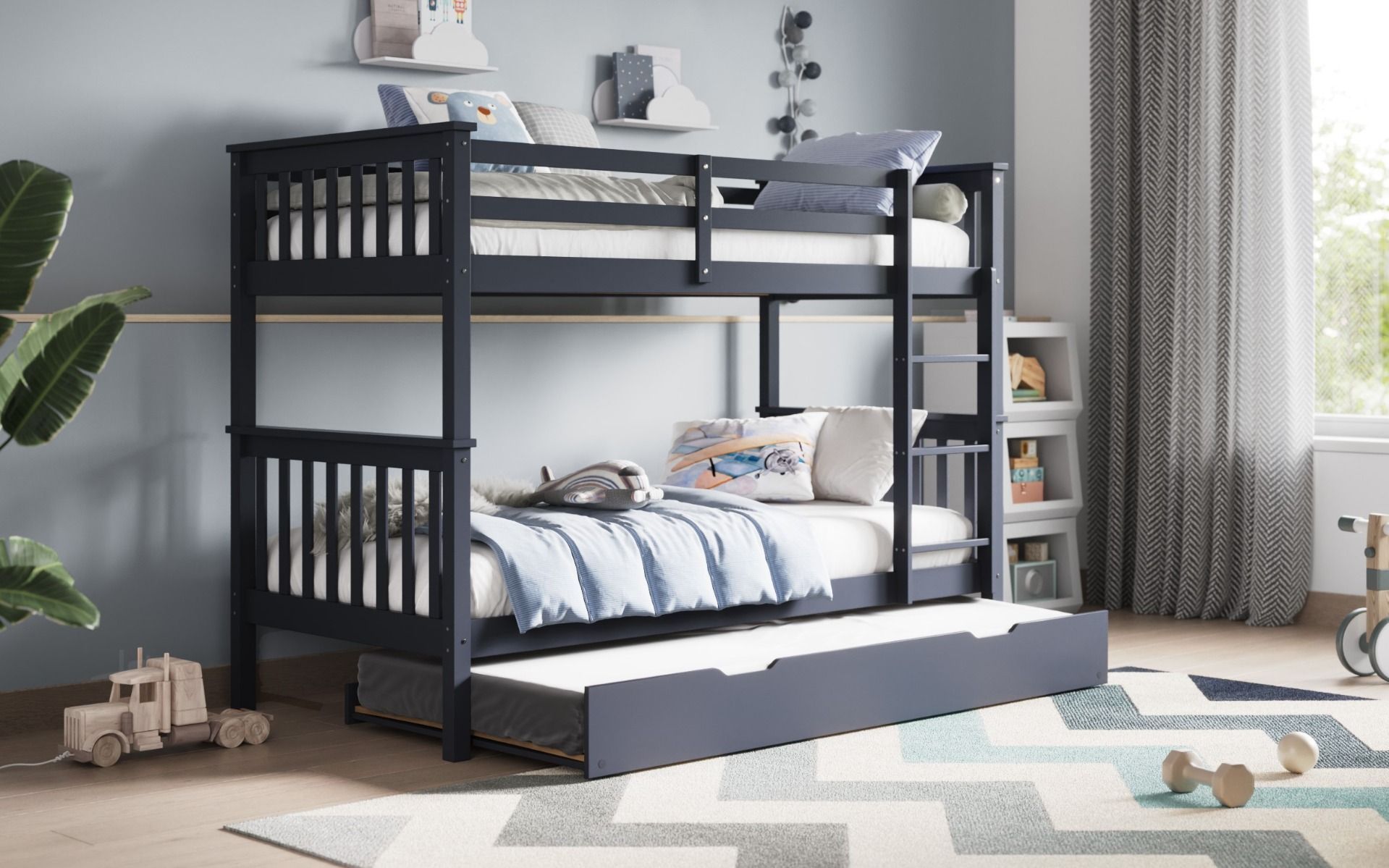 Darwen Wooden Zoom Detachable Bunk Bed With Trundle