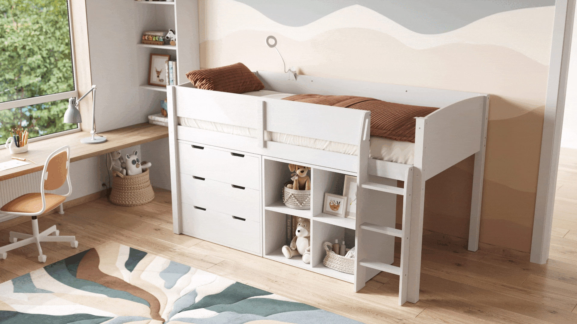 Darwen Wooden Mid Sleeper Cabin Bed