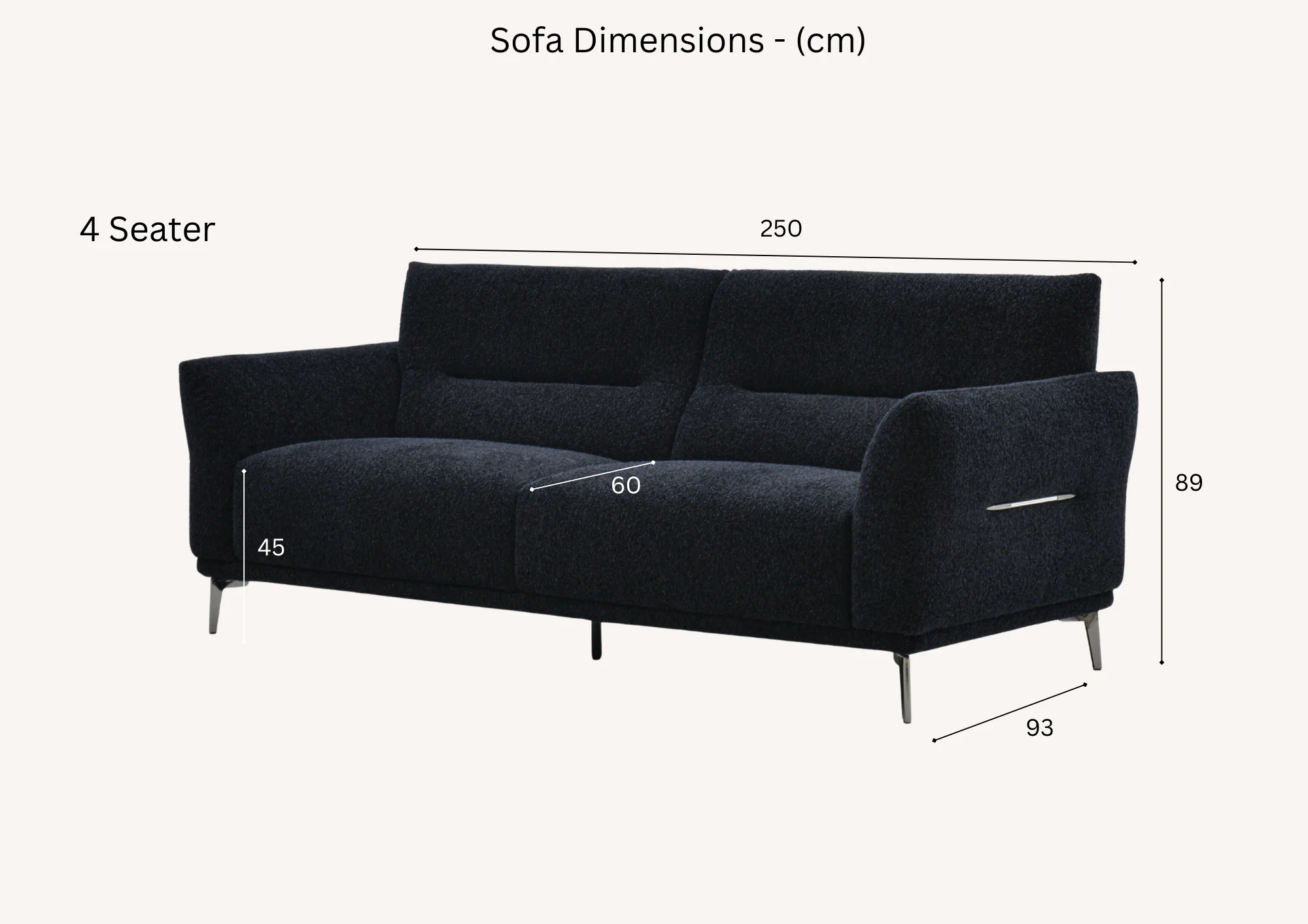 Albany Sofa Range in Black Lux Boucle Fabric
