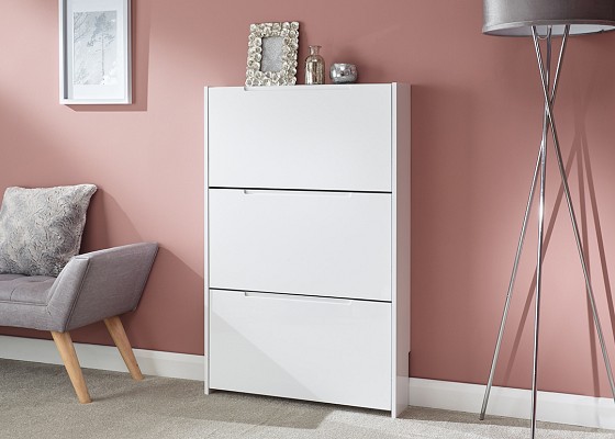 Narrow High Gloss Shoe Cabinet