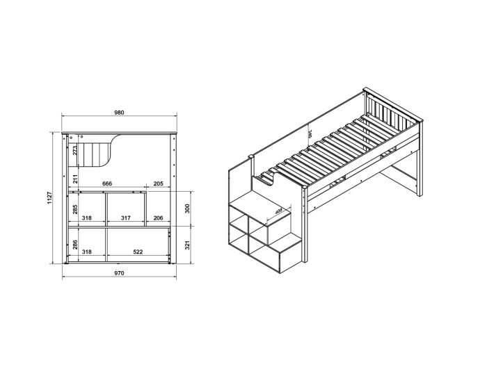 Darwen Grey Charlie Mid Sleeper Cabin Bed Set