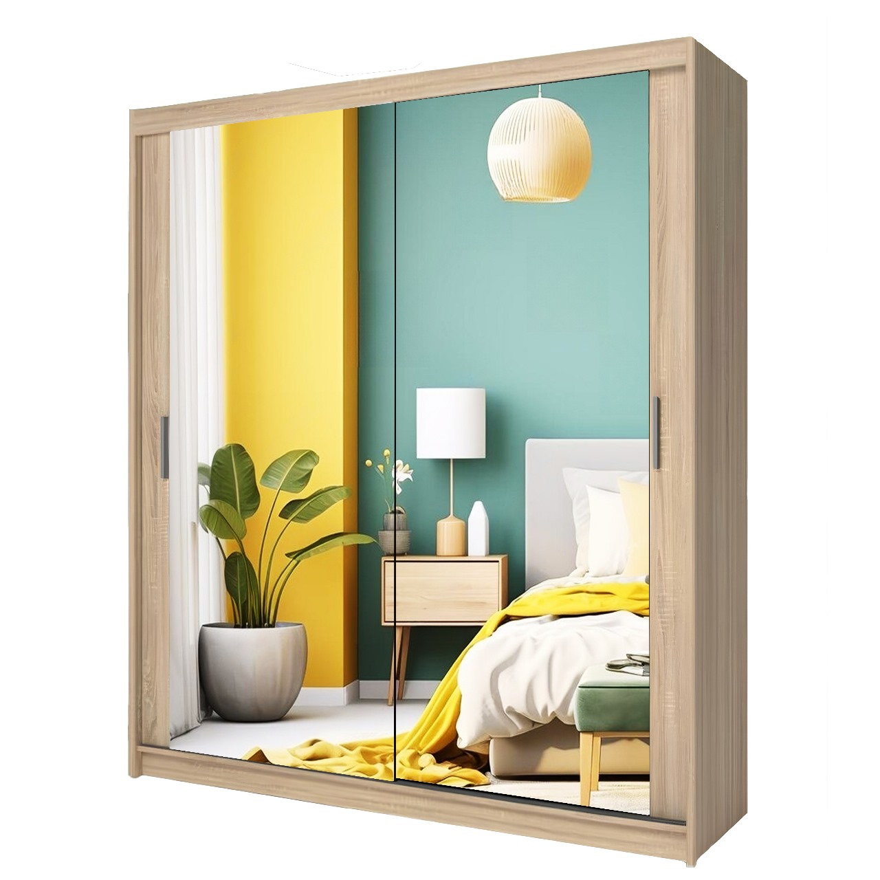 Nalim Full Mirror Sliding Door WARDROBE AVAILABLE IN 4 COLOURS