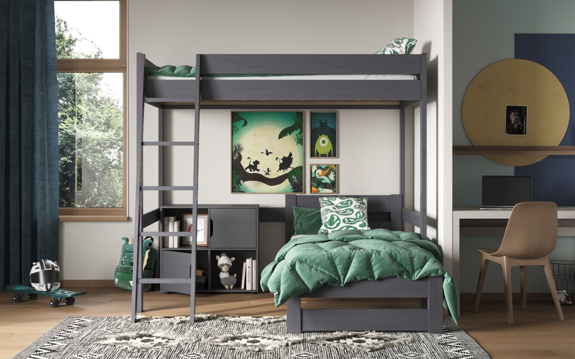 Darwen Small Double High Sleeper With Small Double L Shaped Bed (FSC-Certified)