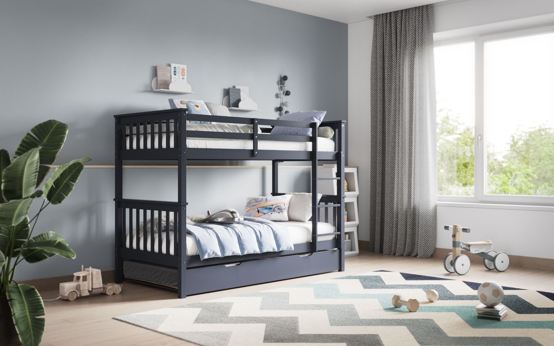 Darwen Wooden Zoom Detachable Bunk Bed With Trundle