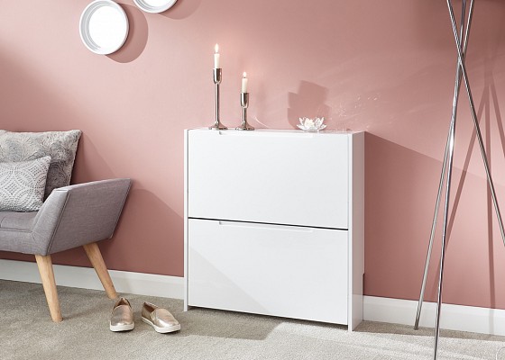 Narrow High Gloss Shoe Cabinet