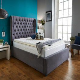 Allure Chesterfield Bed (Upholstered in Grey AC Linen)